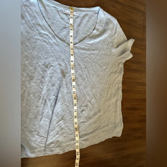 Mango MNG V-Neck Linen T-Shirt sky blue size large - Picture 9 of 9